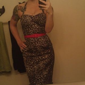 Xs Dixiefried Glamour Girl Dress in Leopard 2008ish Pinup Girl Clothing EUC